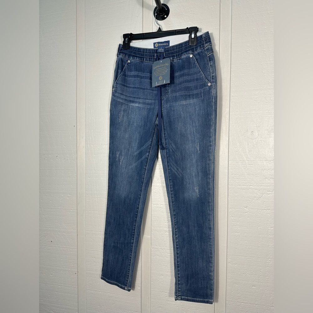 Democracy High Rise Drawstring Skinny Leg Blue Jeans Size 2 NWT - Picture 1 of 10